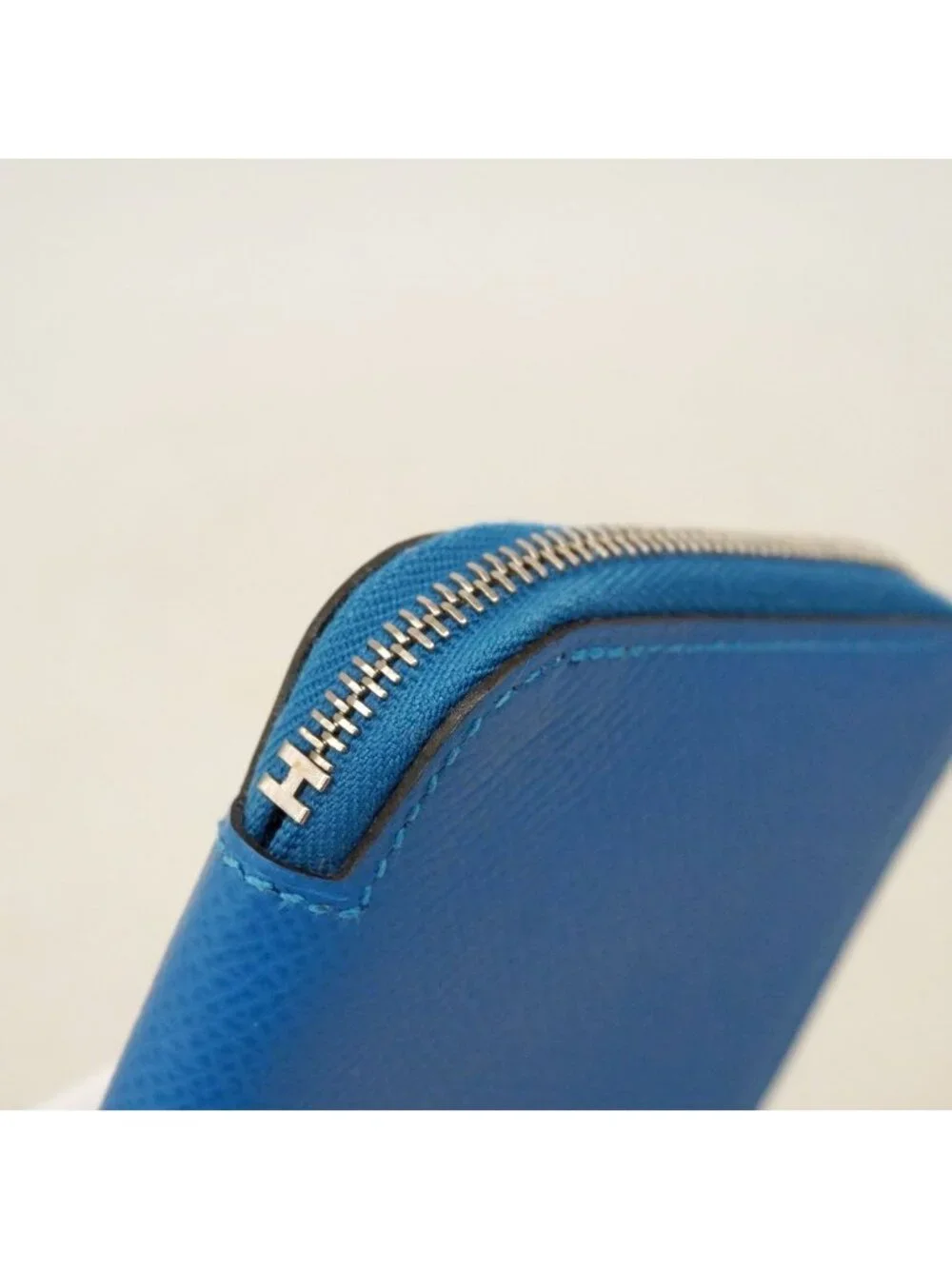 Hermes Coin Case Azap Compact Mini Silk in Veau Blue Zanzibar Silver